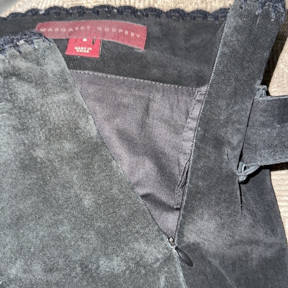 Margaret Godfrey Black Suede Belted Patchwork A Line Skirt - Picture 9 of 11